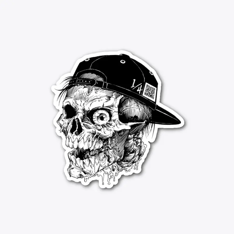 1/4 Skull Sticker